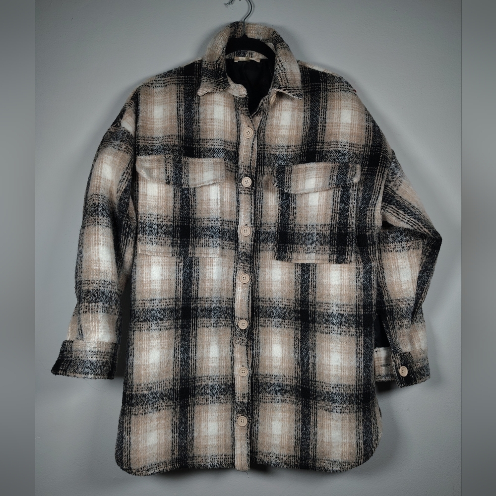 Altar'd State Women's Plaid Oversized Shirt Jacket Shacket Size S Fits to Large